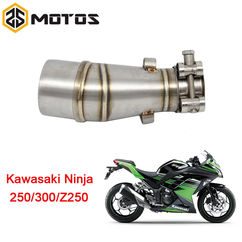 ZS мотоциклетная средняя выхлопная труба для Kawasaki Z250 2008 2015 Ninja 300 2013 2016 250R 2012 без