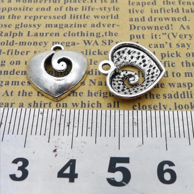 

50pcs Antique Silver Alloy Heart Charms Pendants For Bracelet Necklace Jewelry Making DIY Handmand Craft 15x16mm