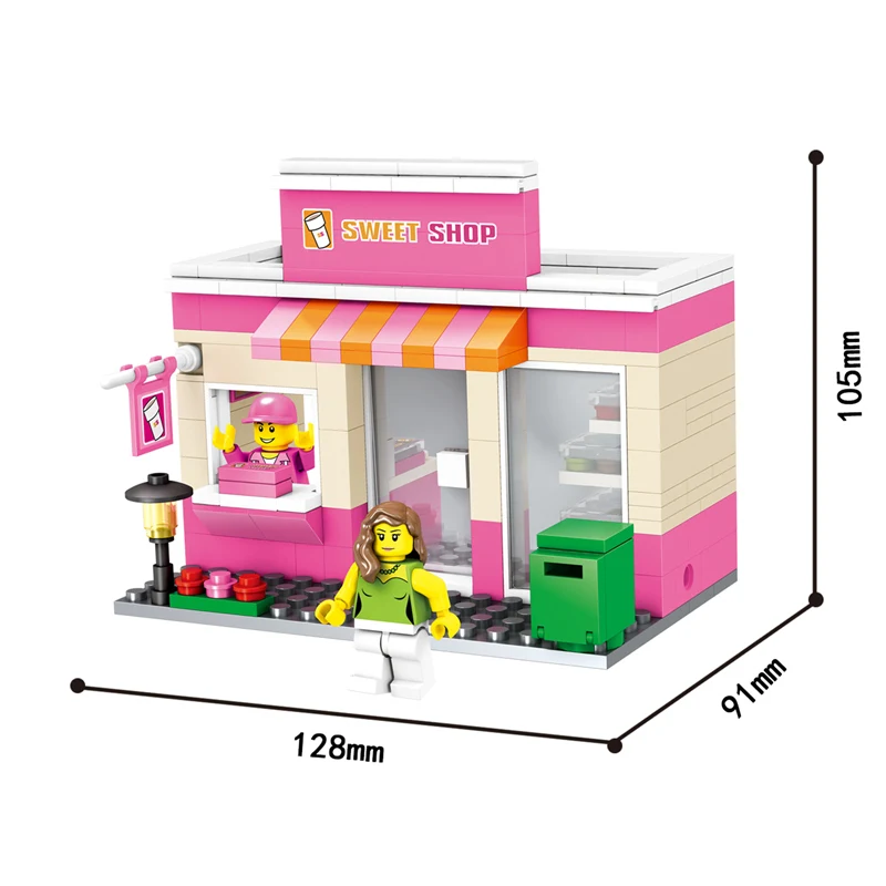 64091 no box Мини город уличный магазин игрушек розничный магазин 3D модель McDonald KFCE кафе Apple миниатюрный строительный блок для детей совместимый - Цвет: 64091 no box