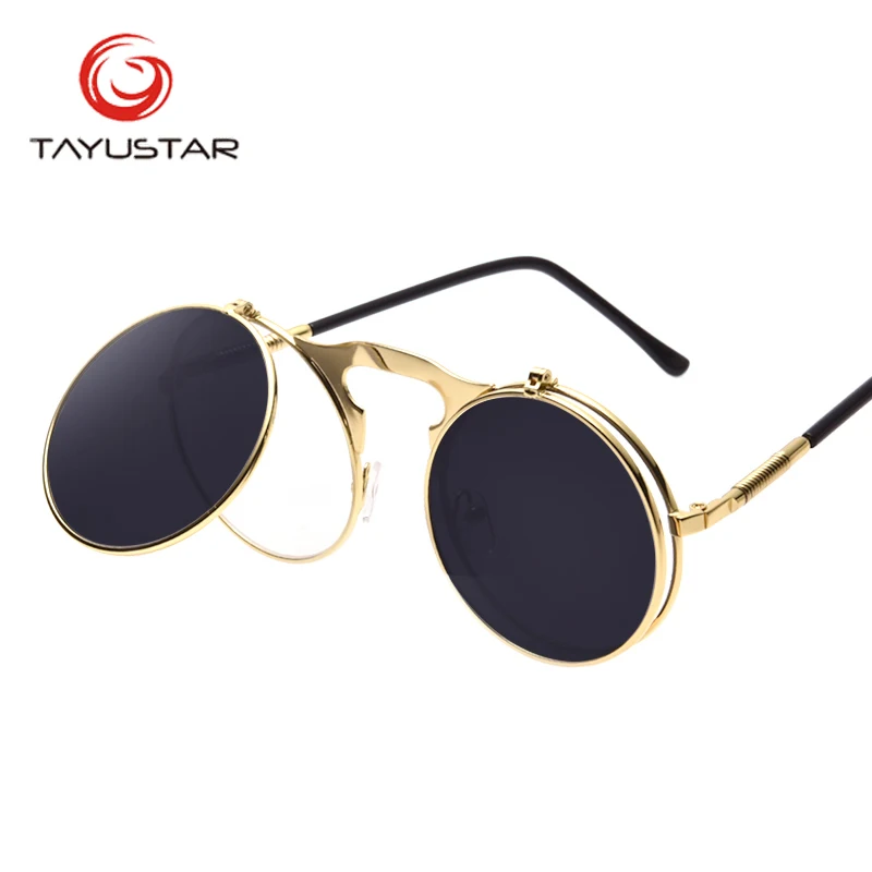 

Vintage Steampunk Sunglasses Round Designer Steam Punk Metal Oculos De Sol Women Coating Sunglasses Men Retro Circle Sun Glasse