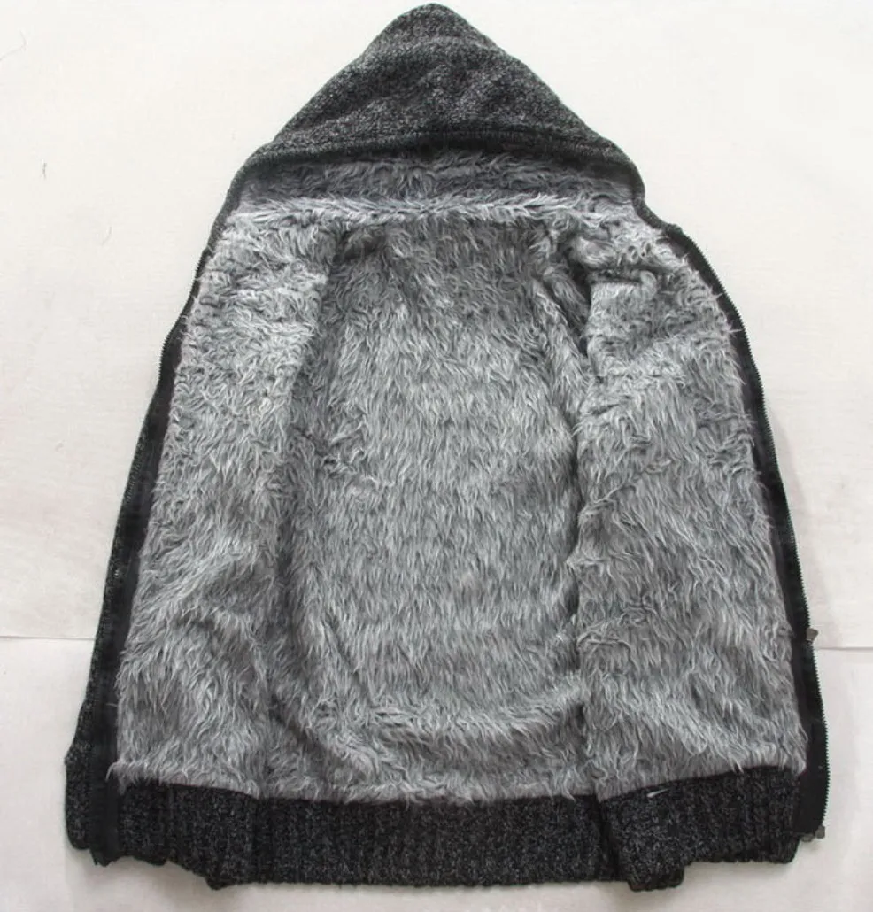 

Shanghai Story Warm Thick Velvet Cashmere Men Winter Cardigan zipper Tops Man Casual Hoodies Sweatshirt Knitwear 5 Color