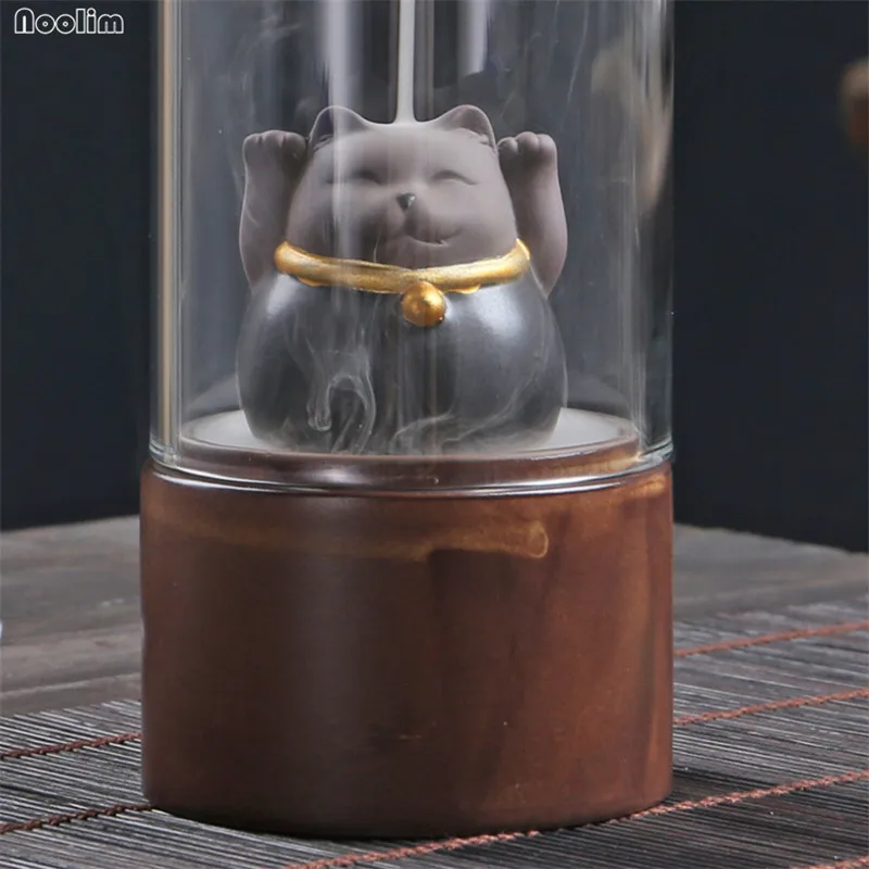 Креативный античный ладан для ладана Lucky Cat с стеклянной крышкой держатель