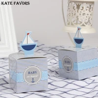 12pcs baby on board pop up sailboat baby candy box blue birthday party baby shower decorations kids favor gift box