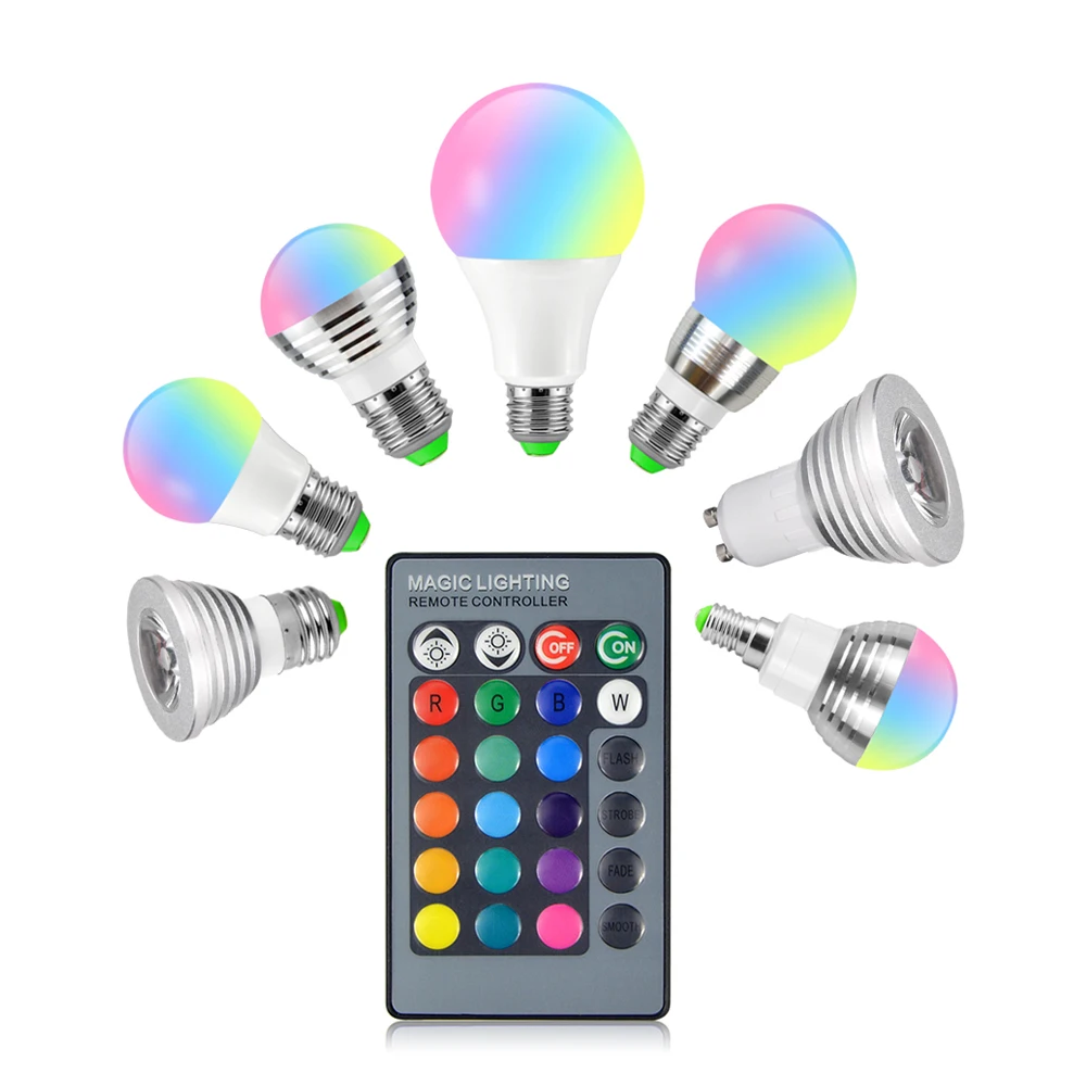 Светодиодная лампа RGB 3 Вт 10 85 265 в 110 В 220 E27 E14 GU10 с регулируемой яркостью ночник