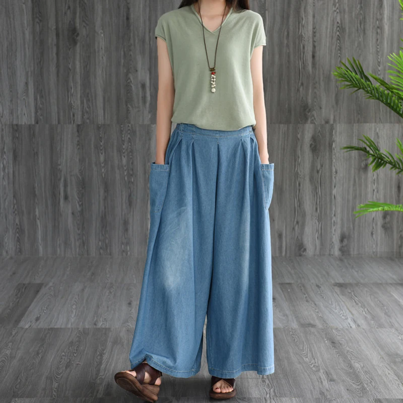 Женские свободные джинсы с высокой талией повседневные синие брюки большого