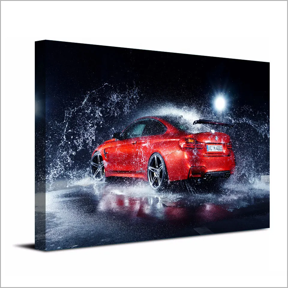 1 шт. Холст Искусство красный автомобиль Спортивная гонка нанесение краски
