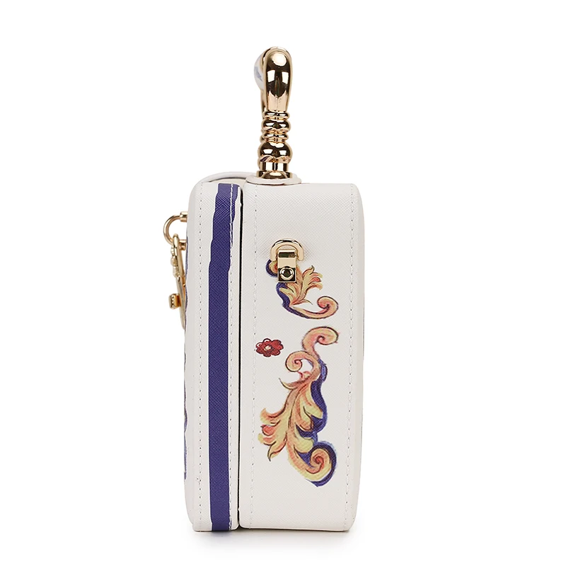 Роскошная коробка с пряжкой масляным принтом для женщин вечерняя сумочка на