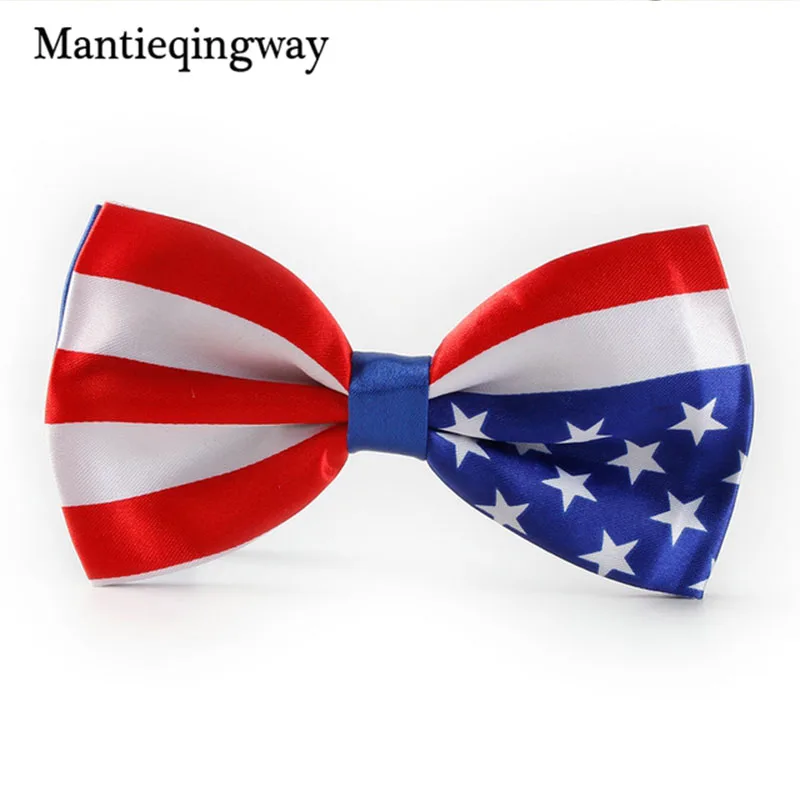 Mantieqingway нежный мужской галстук бабочка бренд красный синий флаг США