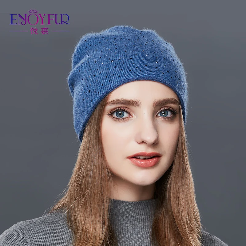 Enjoyfur осенне зимняя одежда из шерсти шапка для Для женщин толстые теплые Кепки