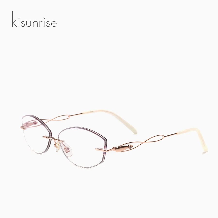 KISUNRISE очки без оправы по рецепту Брендовые женские кошачий глаз оптические для