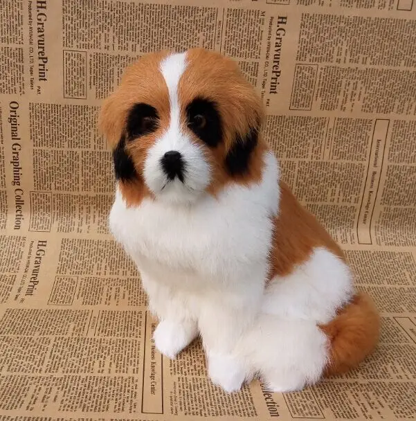 Новая модель сидячей собаки из полиэтилена и меха кукла Святого Бернара домашнее