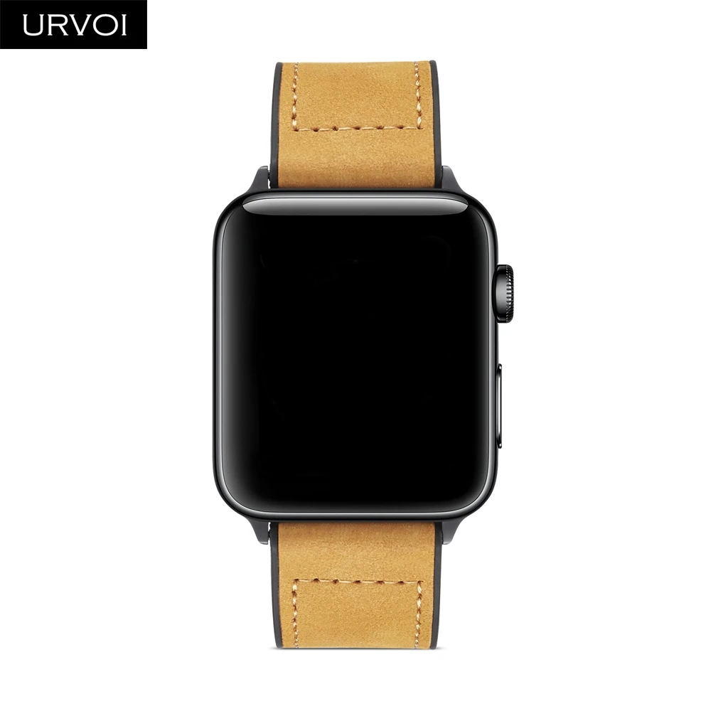 URVOI ремешок для apple watch series 5/4/3/2/1 Матовая Мягкая манжета Кожаный ремешок для наручных часов iwatch, комфортный Прочный классический пряжки дизайн