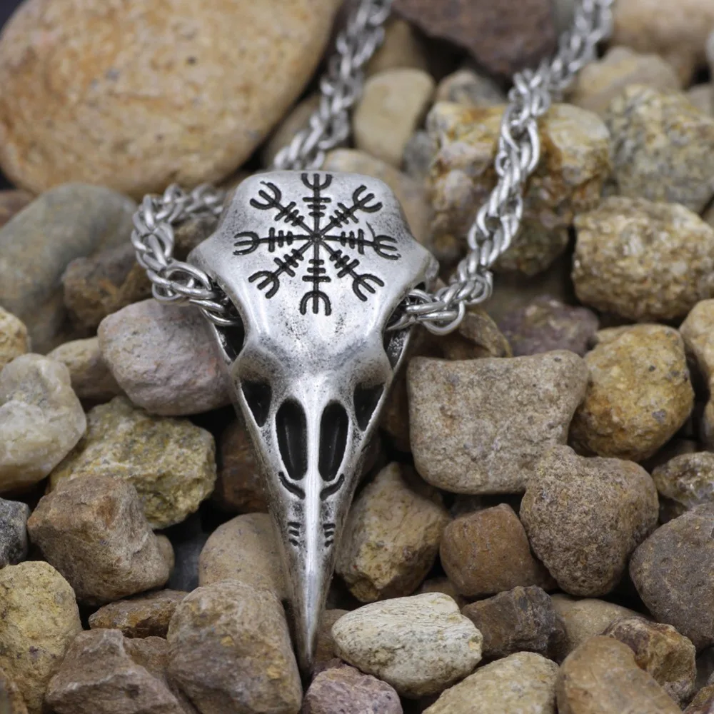 Античное серебро миф Северной Европы Odin Viking ожерелье с вороной Бесплатная