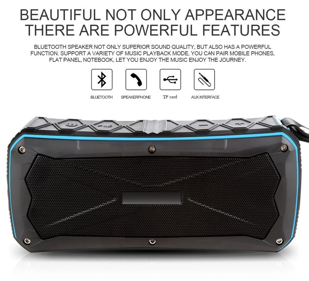 Портативный Bluetooth динамик супер бас стерео беспроводной динамик s поддержка IP66 водонепроницаемый Аварийная зарядка Handsfree TF