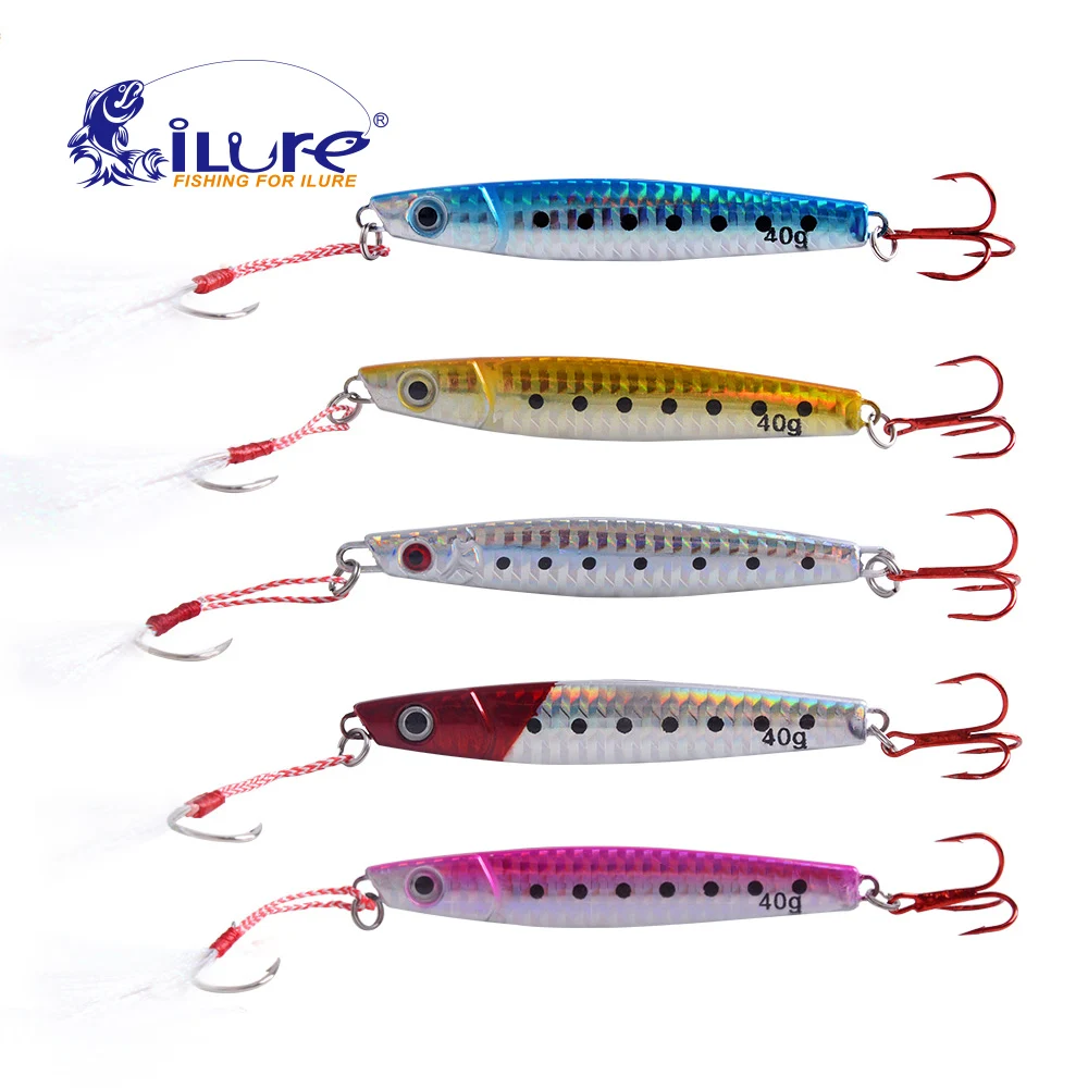

iLure 5 Pcs/Lot Metal Casting Fishing Bait Jig Spoon 25g/30g/40g/50g/60g Fishing Lure Hooks Jigging Artificial Fish Bait Spoon