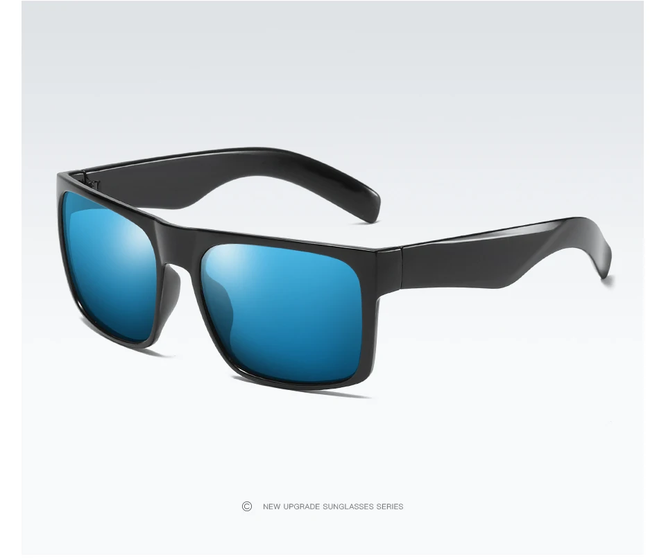 black blue ELITERA поляризованные Винтажные Солнцезащитные очки унисекс с широкой оправой, квадратные солнцезащитные очки, черные очки - Цвет линз: black blue