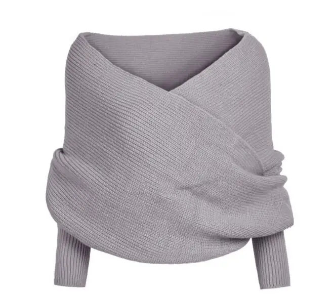 Newest Women Strapless Off Shoulder Cross Variety of Wearing Super Short Solid Color Sweater Wrap Swing |