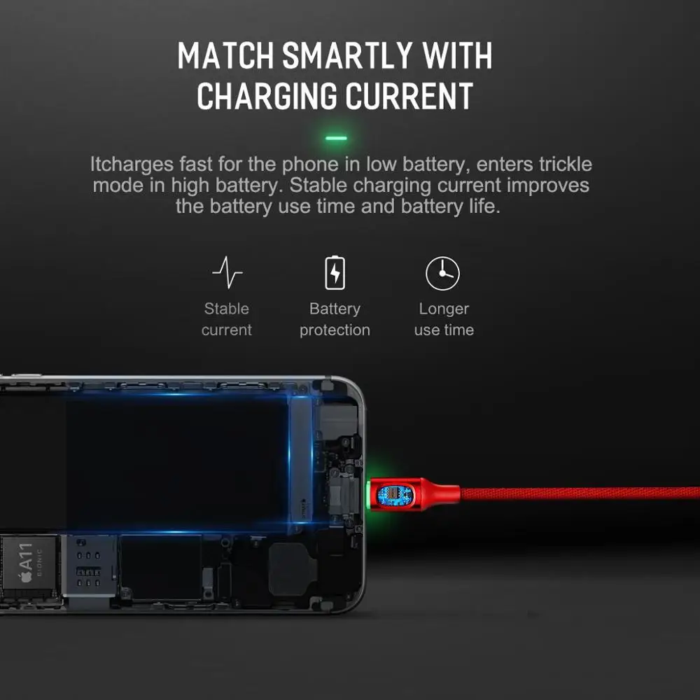 USB кабель для iPhone X 7 8 6 iPad 1 м со светодиодным индикатором|Кабели мобильных
