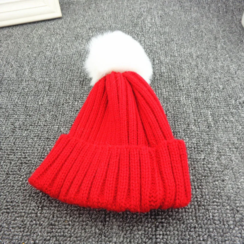 Kids Toddler Children Warm Knit Beanie Hat Boys Girls Fur Pom Bobble Crochet Cap | Детская одежда и обувь