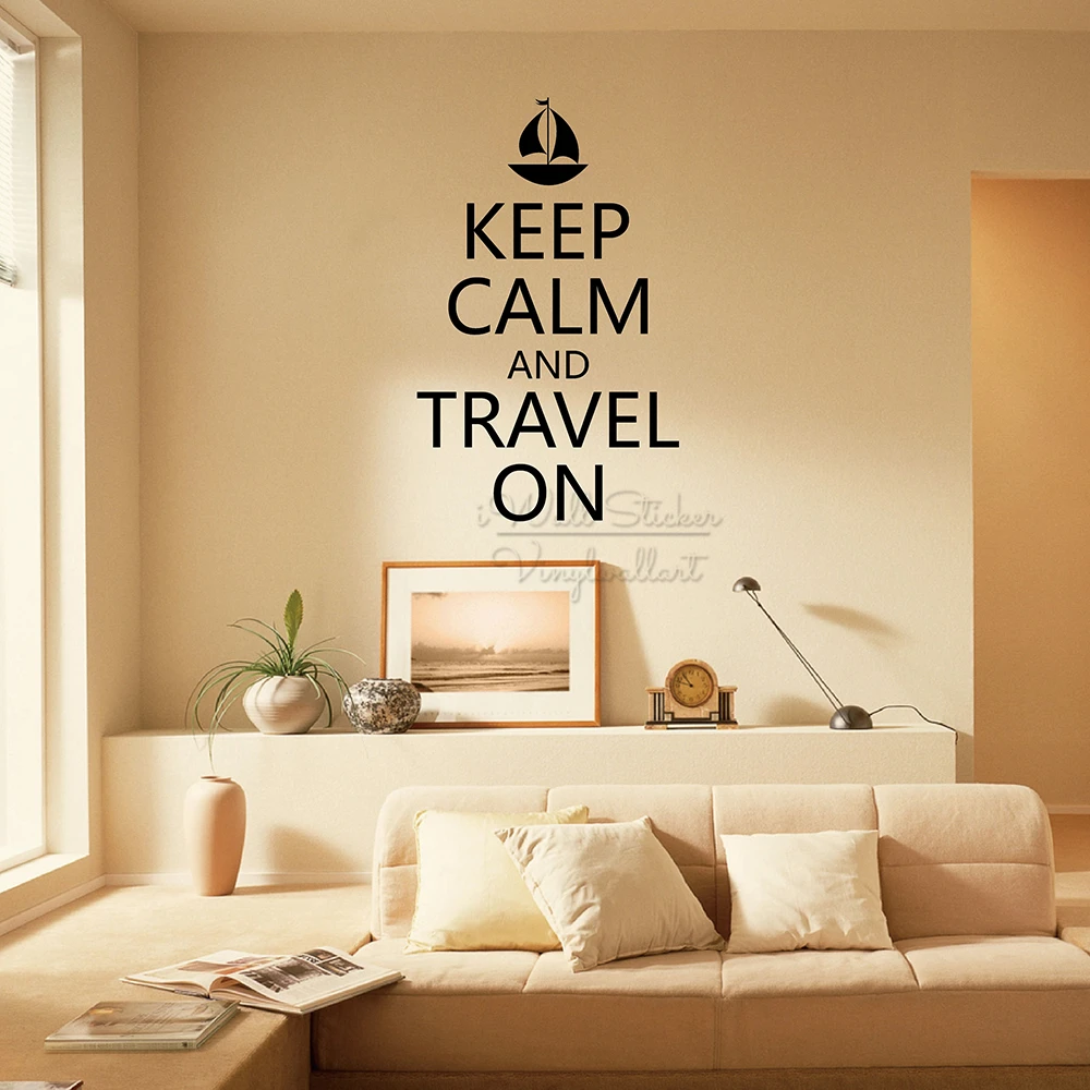 Наклейка на стену с надписью Keep Calm And Travel On|Наклейки стену| |