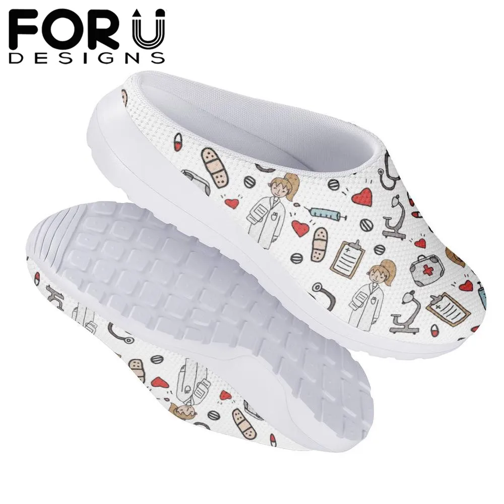 FORUDESIGNS/летние легкие пляжные женские сандалии с рисунком героев мультфильмов; обувь на плоской подошве для медсестры; повседневные женские домашние тапочки