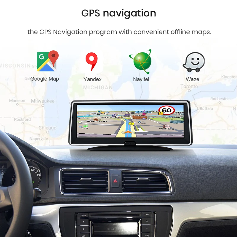 AWESAFE 4G Автомобильный видеорегистратор ADAS Android с gps навигацией Full HD 1080P двойной