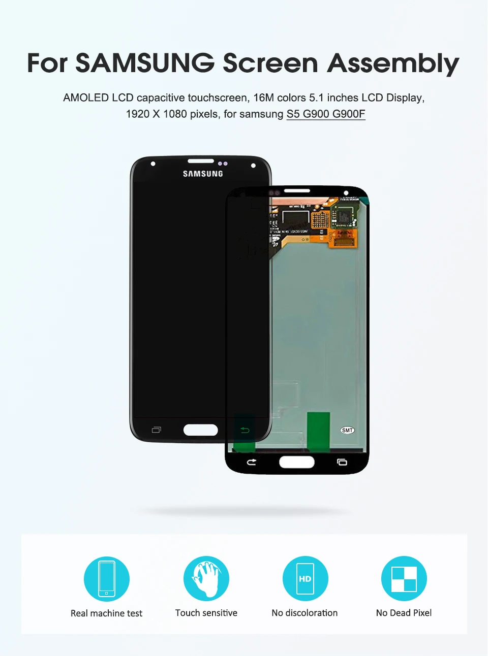 Sinmaytai 5,1 ''Супер AMOLED ЖК-дисплей для SAMSUNG Galaxy S5 ЖК-дисплей G900 G900F G900M G900H G900V SM-G900F сенсорный экран