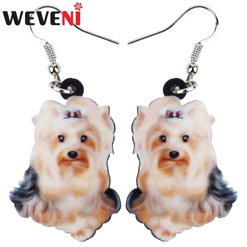 Акриловые Мультяшные висячие серьги WEVENI в виде йоркширского терьера дешевые