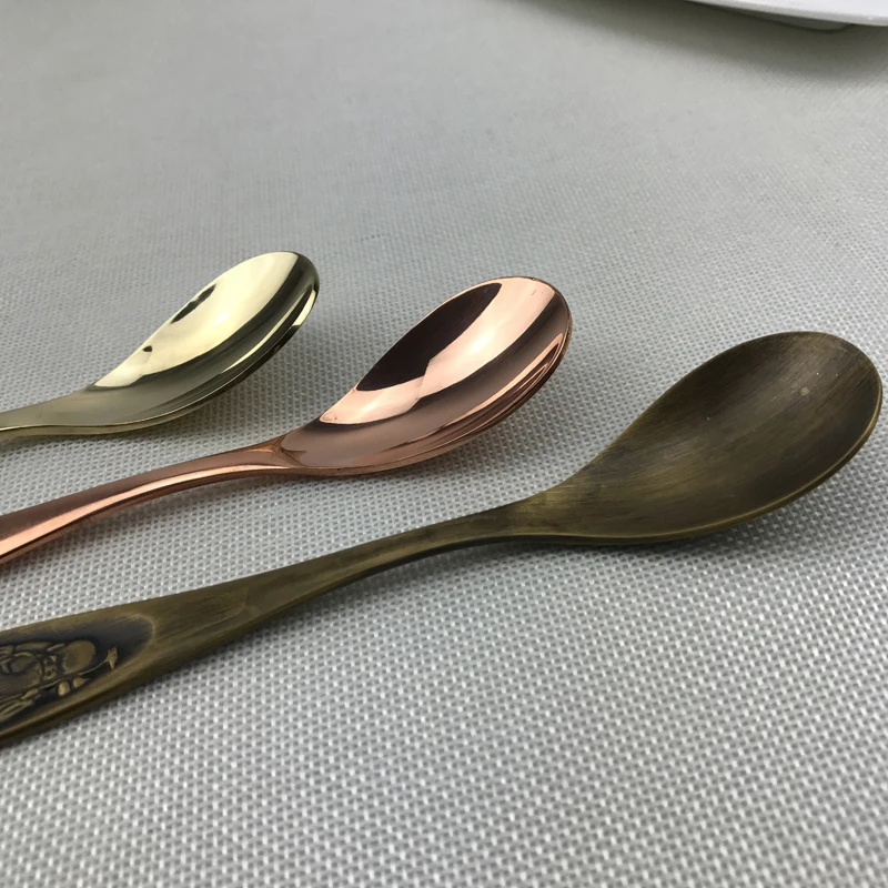 1 шт. винтажные столовые приборы красная медная латунная ложка Золотая столовая