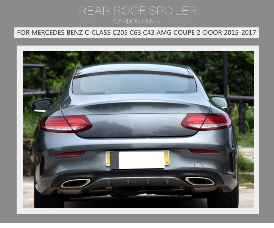 Углеродного волокна/FRP черный Задний спойлер козырек окна для Mercedes Benz C Class C205 C63 C43 AMG S Coupe 2 двери 15-17 C200 C250