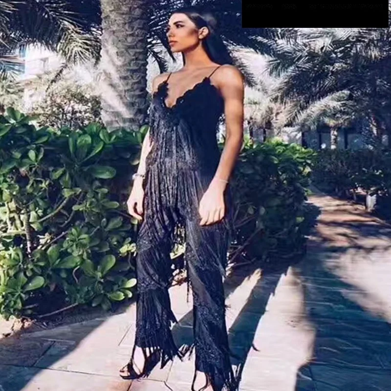 Женский комбинезон с кисточками Подиумные комбинезоны как у знаменитостей