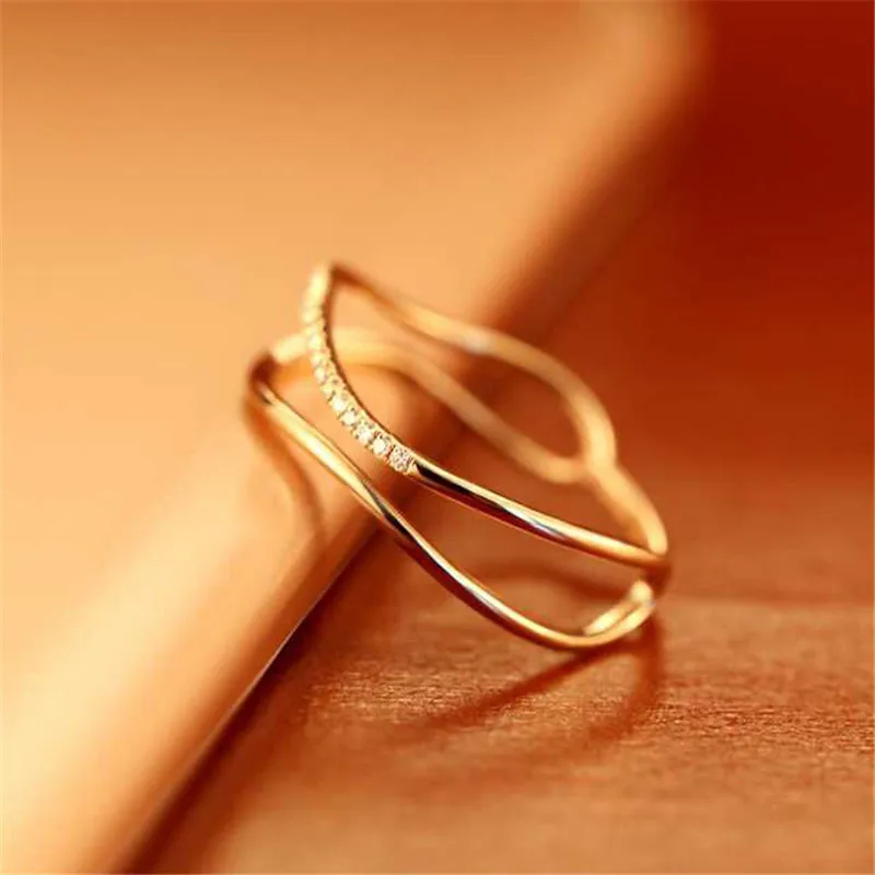 Aazuo реальные Diamonds18K розовое золото Мирко Асфальтовая в два ряда кольцо неправильной формы для женщин Шарм ювелирные изделия подарок любимым крошечные тонкий