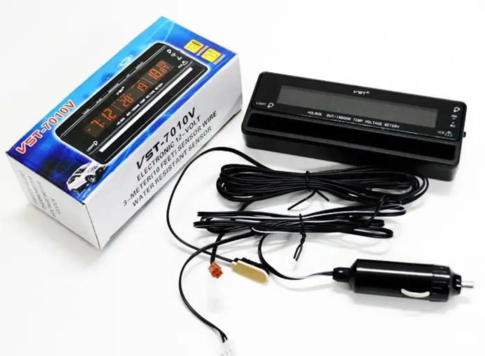 VST 7010V Автомобильный термометр автомобильные часы вольтметр двойной фоновый