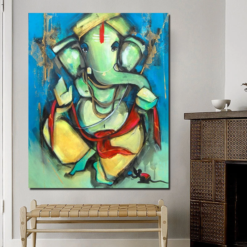 

Ganesha Abstract Indian Art Painting Canvas Painting Living Room Home Decoration Modern Wall Art Oil Painting Poster Pictures