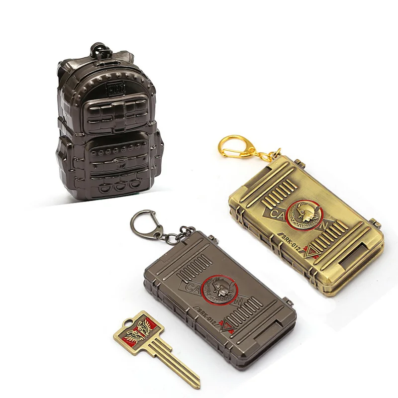 

New Game Pubg Level 3 Bag Keychain PUBG Treasure Box AK 47 With Key Chain Ring Holder Pendant llaveros Porte Clef Men Jewelry
