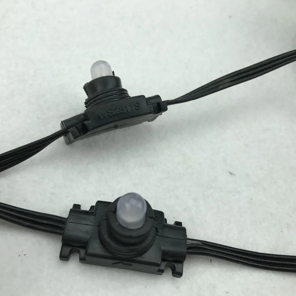 100 узлов DC12V WS2811 Светодиодный пиксельный модуль Весь черный провод Номинал IP66 шт.