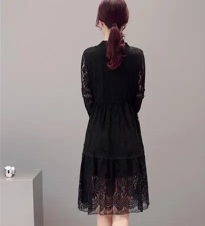 Женское кружевное платье Clobee корейское элегантное ТРАПЕЦИЕВИДНОЕ ПЛАТЬЕ С