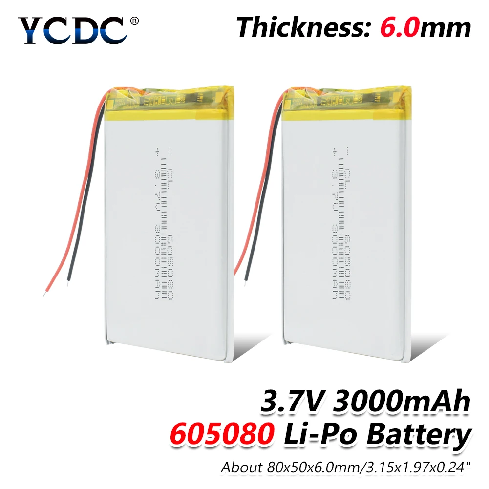 1/2/4 шт. большой Ёмкость 3,7 v Lipo Батарея 3000 мА/ч, 605080 литий ионный полимерный Дополнительный внешний аккумулятор литий Батарея для MP4 DVD планшет gps электрические игрушки