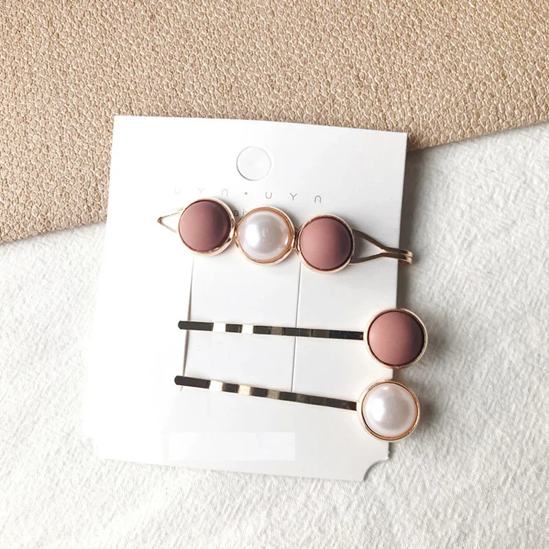 New Cute Colorful Pearl Barrettes For Women Students 3pcs/set Leopard Print Hairgrips Hair Stylings Jewelry Haircut | Украшения и