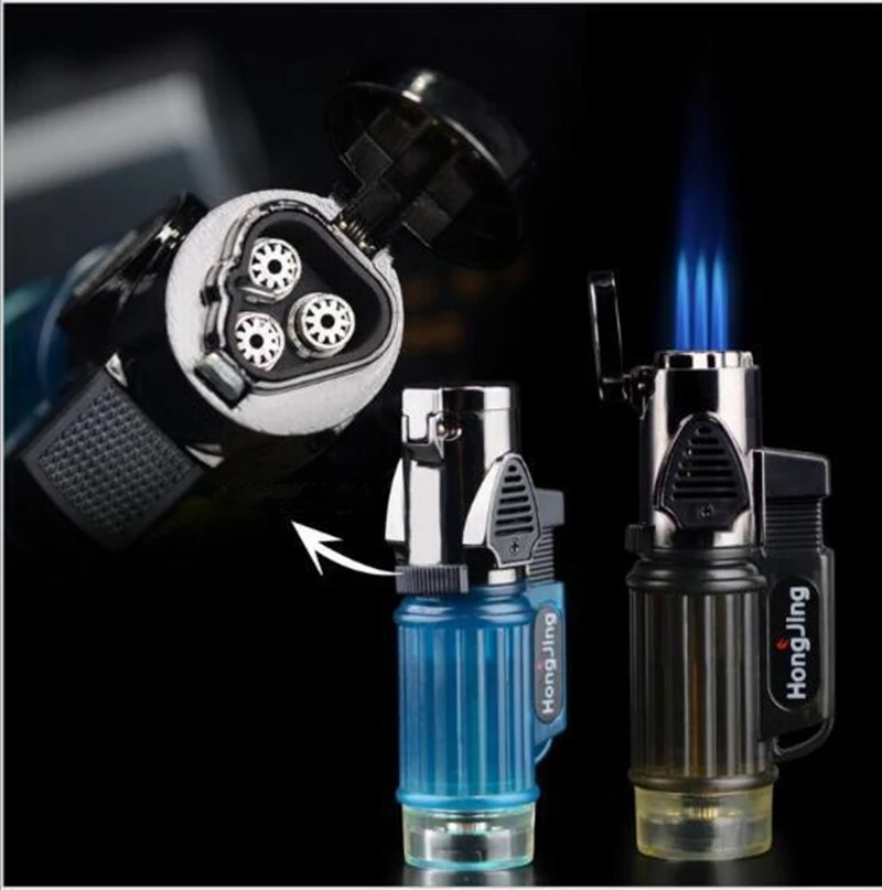 

Visible gas Blue Flame Torch Turbo Lighter Spray Gun Electronic Lighter gas 1300C Cigarette Butane Cigar Lighter Men Gift
