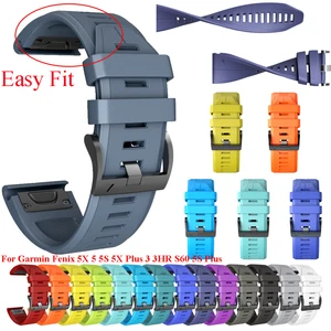 Ремешок силиконовый для смарт-часов Garmin Fenix 5X 5 5S 5X Plus 3 3HR S60 MK1, 26 22 20 мм