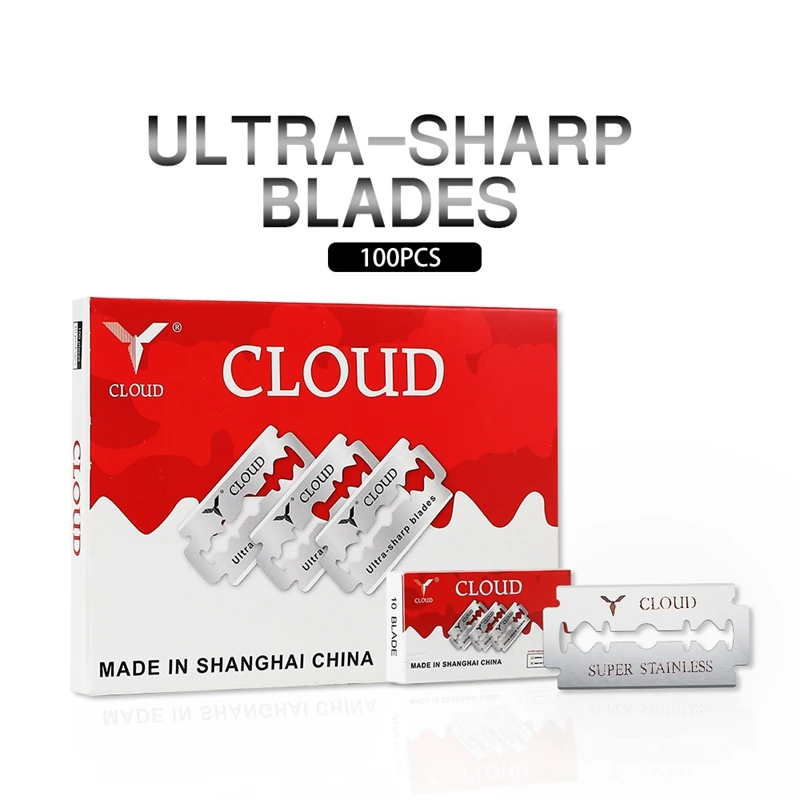 Синие Zoo 10 шт. классические лезвия для бритвы из нержавеющей стали с двойными