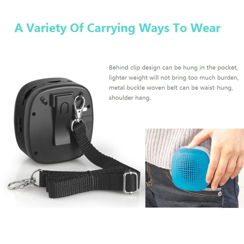 RBAYSALE Megaphone Loudspeaker For A Guide Microphone Voice Amplifier Mini Portable Mic Waistband TF Card AUX Tour Teach Lecture |