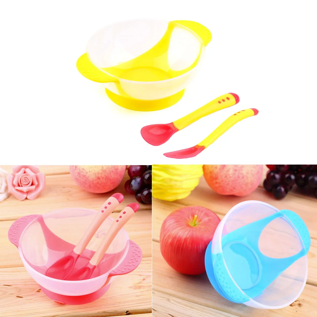 2016 миска для кормления младенцев с присоской и датчиком температуры ложка на