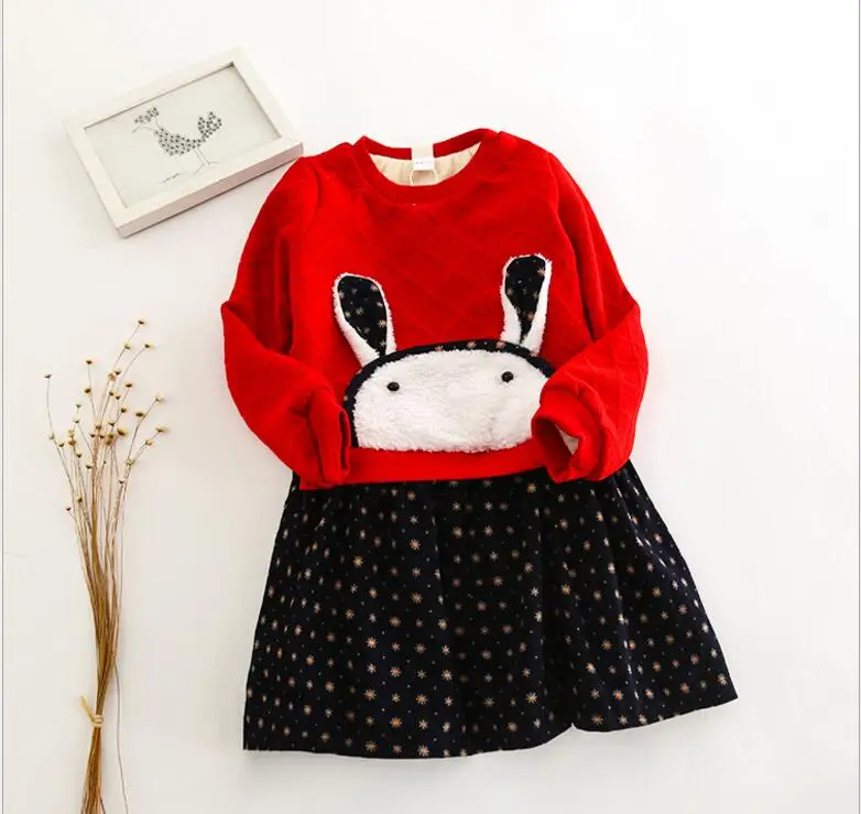 2018 autumn and winter new wave of lovely cute princess dress rabbit girl super soft child children's clothing | Детская одежда и