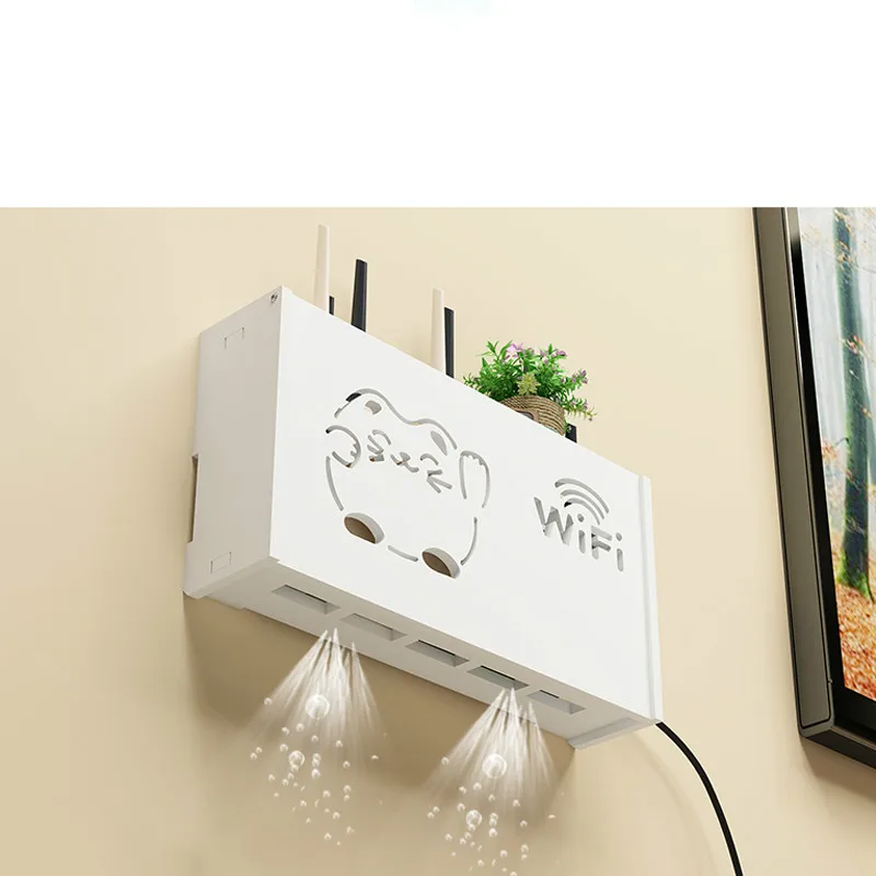 Wireless Wifi Router Storage Box PVC panel Shelf Wall Hanging Plug Board Bracket Cable Organizer Home Decor | Дом и сад