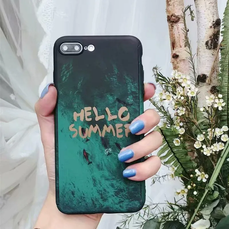 35 QINUO 360 градусов полный чехол для телефона для iPhone 6 7 8 Plus X XR XS Max фруктовый Узор Жесткий Чехол для iPhone 5 5S SE 6 6S со стеклом - Цвет: 35