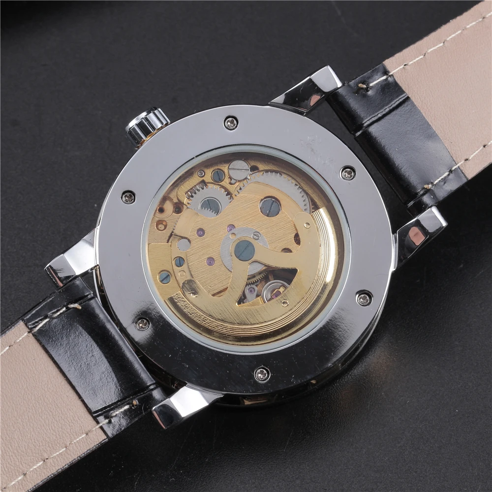 Winner Лучшая цена новинка мужские наручные часы скелетоны золотого цвета