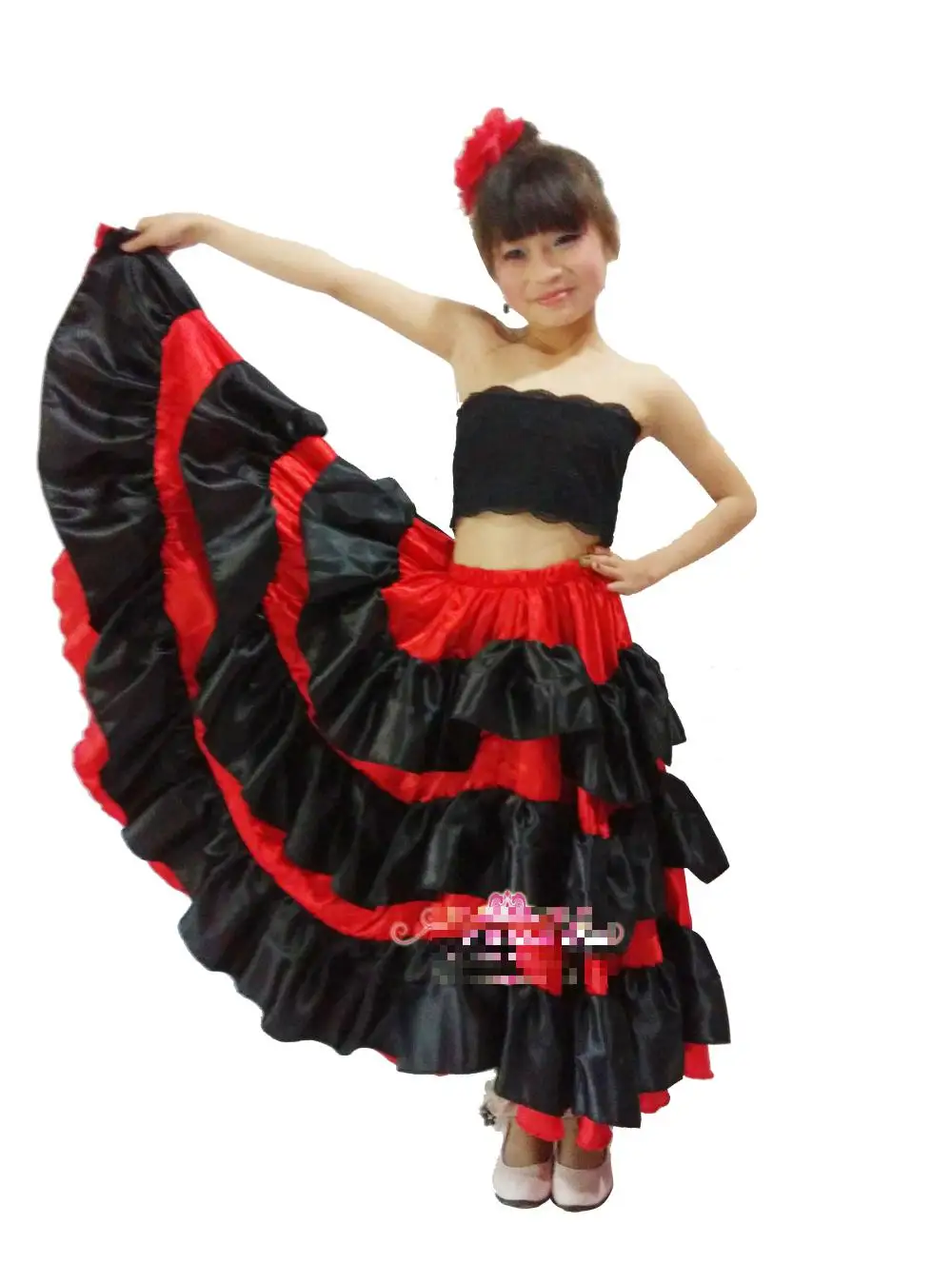 Kid's Flamenco Dance Dress Girl Dresses Spanish Paso Doble Costume For Samba Ballroom | Тематическая одежда и униформа