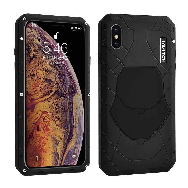 Роскошный уличный Imatch для Iphone Xs Max Xr X спортивный армейский Тактический противоударный водонепроницаемый металлический и силиконовый чехол для телефона